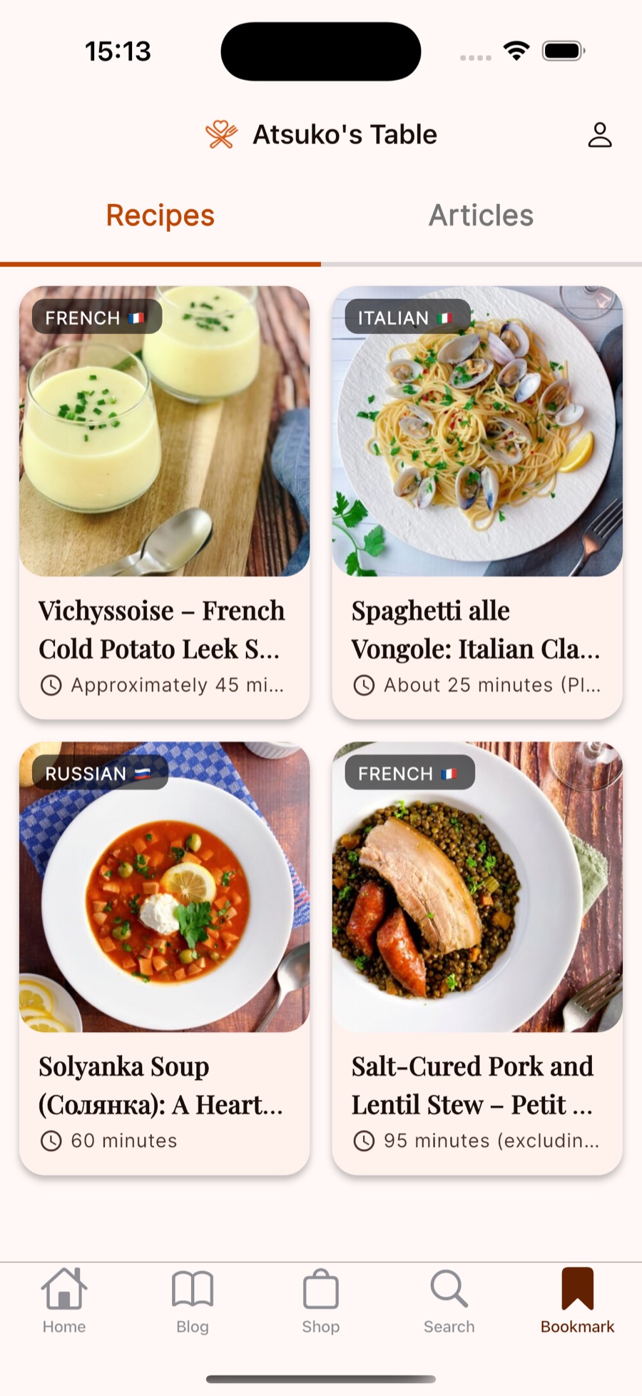 Saved recipes collection
